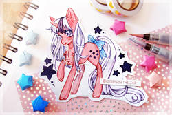 Size: 1280x854 | Tagged: safe, artist:aniimoni, twilight, pony, g1, g4, cute, female, g1 to g4, generation leap, paper, solo, traditional art