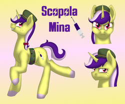 Size: 5401x4483 | Tagged: safe, artist:glacierfrostclaw, oc, oc:scopola mina, pony, unicorn, absurd resolution, female, filly guides, freckles, high, mare, reference sheet, syringe