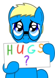 Size: 1807x2560 | Tagged: safe, artist:diaperdude, oc, oc only, oc:blue wax, pony, cute, hug request, hugs needed, hugs?, sign, solo