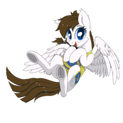 Size: 3000x3000 | Tagged: safe, artist:bigshot232, derpibooru exclusive, oc, oc only, oc:blue skies, pegasus, pony, 2019 community collab, derpibooru community collaboration, cheek fluff, clothes, ear fluff, female, flying, looking at you, mare, simple background, smiling, solo, sports, swimsuit, transparent background, underhoof, volleyball