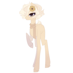 Size: 2000x2000 | Tagged: safe, artist:dark-fern, oc, oc only, oc:helga, earth pony, pony, blonde hair, body freckles, clothes, female, flower, flower in hair, freckles, high res, mare, raised hoof, scarf, short hair, short tail, simple background, solo, sunflower, transparent background, unshorn fetlocks