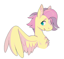 Size: 540x500 | Tagged: safe, artist:horsepaws, fluttershy, pegasus, pony, g4, alternate hairstyle, bust, commission, female, fluffy, mare, one wing out, open mouth, simple background, solo, white background
