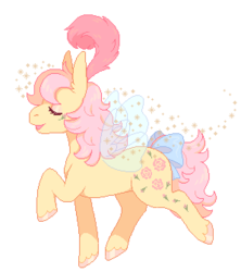 Size: 298x335 | Tagged: safe, artist:horsepaws, rosedust, flutter pony, pony, g1, bow, cutie mark, eyes closed, female, mare, profile, queen rosedust, simple background, solo, sparkles, tail bow, transparent background, walking
