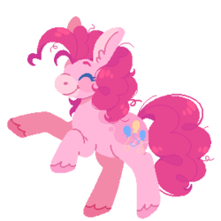 Size: 299x299 | Tagged: safe, artist:horsepaws, pinkie pie, earth pony, pony, g4, big ears, coat markings, colored hooves, cutie mark, ear fluff, eyes closed, female, happy, mare, rearing, simple background, smiling, solo, transparent background, unshorn fetlocks