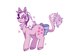 Size: 540x390 | Tagged: safe, artist:horsepaws, twilight, classical unicorn, pony, unicorn, g1, bow, cloven hooves, cutie mark, female, hair over one eye, horn, leonine tail, lidded eyes, looking sideways, mare, simple background, solo, tail bow, unshorn fetlocks, white background