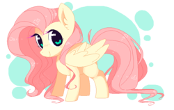 Size: 717x452 | Tagged: safe, artist:sachikochii, fluttershy, pegasus, pony, g4, abstract background, blushing, chibi, cute, ear fluff, female, legitimately amazing mspaint, looking at you, mare, ms paint, pixel art, shyabetes, smiling, solo