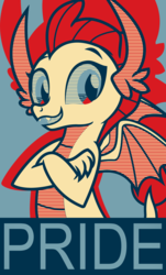 Size: 3513x5813 | Tagged: safe, artist:stay gold, smolder, dragon, g4, season 8, crossed arms, dragoness, female, hope poster, limited palette, proud, solo, wings