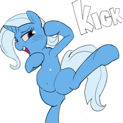 Size: 1000x1000 | Tagged: safe, artist:baigak, trixie, pony, unicorn, g4, female, kick, mare, open mouth