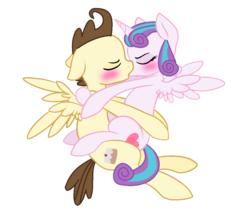 Size: 1036x908 | Tagged: safe, artist:clawort-animations, pound cake, princess flurry heart, alicorn, pegasus, pony, g4, female, kissing, male, older, older flurry heart, older pound cake, ship:poundflurry, shipping, straight, suggested foalcon