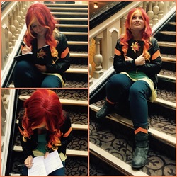 Size: 2826x2826 | Tagged: safe, artist:whiscashgirl, sunset shimmer, human, uk ponycon, uk ponycon 2015, g4, clothes, cosplay, costume, high res, irl, irl human, photo