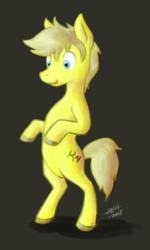 Size: 491x819 | Tagged: safe, artist:starlight-gaze, oc, oc only, oc:equus, earth pony, pony, huevember, male, ponified, simple background, solo, yellow