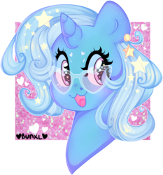Size: 2672x2863 | Tagged: safe, artist:bunxl, trixie, pony, unicorn, g4, bust, cute, diatrixes, female, glasses, heart, heart eyes, high res, looking at you, mare, simple background, solo, starry eyes, transparent background, wingding eyes