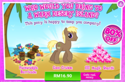 Size: 1038x682 | Tagged: safe, gameloft, coco crusoe, pony, g4, advertisement, costs real money, introduction card, male, sale, solo, stallion