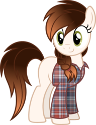 Size: 1024x1338 | Tagged: safe, artist:pegasski, oc, oc only, oc:agent kiwi, earth pony, pony, g4, clothes, female, mare, plaid, plaid shirt, shirt, solo