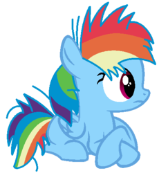 Size: 446x484 | Tagged: safe, artist:tajemniczynick, rainbow dash, pegasus, pony, g4, alternate universe, female, filly, filly rainbow dash, simple background, solo, transparent background, younger