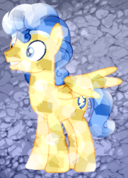 Size: 400x552 | Tagged: safe, artist:flashlightisthebest, flash sentry, crystal pony, pegasus, pony, g4, alternate hairstyle, cutie mark, male, smiling, solo, wings