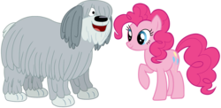 Size: 1918x939 | Tagged: safe, artist:marcuvan0, pinkie pie, dog, earth pony, pony, g4, female, male, mare, niblet, pound puppies, simple background, transparent background