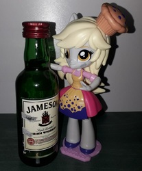 Size: 1276x1544 | Tagged: safe, derpy hooves, equestria girls, g4, alcohol, alcoholism, bottle, doll, equestria girls minis, female, food, irl, jameson, merchandise, muffin, photo, solo, this will not end well, toy, xk-class end-of-the-world scenario