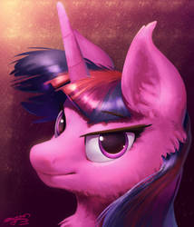 Size: 1024x1195 | Tagged: safe, artist:angusdra, twilight sparkle, pony, g4, bust, chest fluff, ear fluff, female, looking at you, mare, portrait, solo