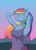 Size: 2000x2750 | Tagged: safe, artist:skitsroom, rainbow dash, anthro, g4, arm behind head, armpits, breasts, busty rainbow dash, cleavage, clothes, eyes closed, female, high res, mare, smiling, solo, sunset, tank top