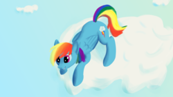 Size: 1366x768 | Tagged: safe, artist:dizzmux, rainbow dash, pegasus, pony, g4, cloud, sky