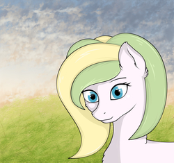 Size: 1210x1138 | Tagged: safe, artist:kirr12, oc, oc only, earth pony, pony, female, forest, looking at you, mare, sky, solo