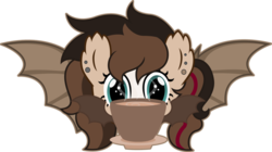 Size: 1024x574 | Tagged: safe, artist:cirillaq, oc, oc only, oc:ryolit, bat pony, pony, coffee, female, mare, simple background, solo, transparent background, vector