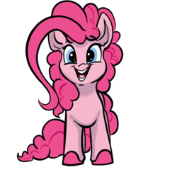 Size: 500x500 | Tagged: safe, artist:greyscaleart, pinkie pie, earth pony, pony, g4, 8 angles of pony collaboration, colored, colored hooves, cute, diapinkes, female, looking at you, mare, open mouth, simple background, smiling, smol, solo, transparent background