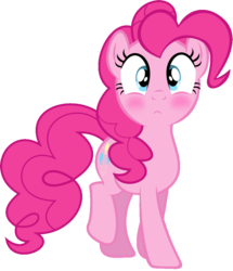 Size: 832x969 | Tagged: artist needed, source needed, safe, edit, edited edit, pinkie pie, earth pony, pony, g4, blushing, confused, female, looking at you, mare, raised leg, simple background, solo, transparent background, vector