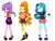 Size: 1024x768 | Tagged: safe, artist:2-lettdodd, adagio dazzle, aria blaze, sonata dusk, equestria girls, g4, my little pony equestria girls: rainbow rocks, alternate clothes, alternate hairstyle, boots, clothes, compression shorts, female, high heel boots, high heels, looking at you, loose hair, miniskirt, shoes, shorts, shrug, simple background, skirt, smiling, the dazzlings, trio, trio female, white background