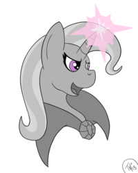 Size: 732x916 | Tagged: safe, artist:foxeshunt-thehounds, trixie, pony, unicorn, g4, bust, cape, clothes, female, magic, mare, monochrome, open mouth, solo, trixie's cape