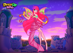 Size: 750x550 | Tagged: safe, artist:user15432, pinkie pie, fairy, equestria girls, g4, clothes, crossover, dress, dress up who, dressup, dressup game, dressupwho, fairy wings, fairyized, gloves, high heels, jewelry, magic wand, necklace, rainbow s.r.l, shoes, solo, wings, winx club, winxified