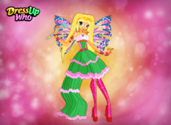 Size: 750x550 | Tagged: safe, artist:user15432, applejack, fairy, equestria girls, g4, bare shoulders, bracelet, clothes, crossover, dress, dress up who, dressup, dressup game, dressupwho, fairy wings, fairyized, gloves, headband, high heels, jewelry, leggings, magic wand, necklace, rainbow s.r.l, shoes, solo, strapless, wings, winx club, winxified