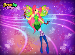 Size: 750x550 | Tagged: safe, artist:user15432, fluttershy, fairy, equestria girls, g4, boots, clothes, crossover, crown, dress up who, dressup, dressup game, dressupwho, fairy wings, fairyized, gloves, high heel boots, high heels, jewelry, leggings, magic wand, necklace, rainbow s.r.l, regalia, shoes, solo, wings, winx club, winxified