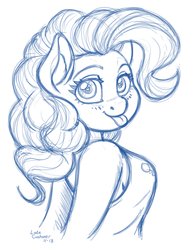 Size: 2550x3300 | Tagged: safe, artist:latecustomer, pinkie pie, earth pony, anthro, g4, :p, breasts, busty pinkie pie, cute, diapinkes, female, high res, mare, monochrome, silly, sketch, solo, tongue out