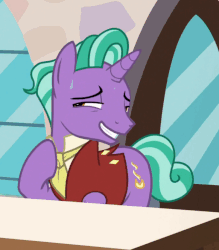Size: 582x664 | Tagged: safe, screencap, firelight, pony, unicorn, g4, the parent map, animated, cropped, gif, grin, male, nervous, nervous smile, smiling, solo, stallion, sweat