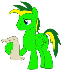 Size: 851x961 | Tagged: safe, artist:didgereethebrony, oc, oc only, oc:didgeree, pegasus, pony, male, needs more saturation, scroll, solo, stallion