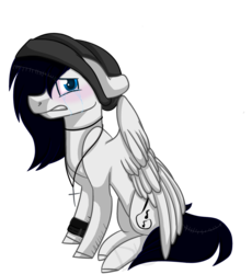 Size: 2632x2861 | Tagged: safe, artist:aquasongmlp1, oc, oc only, pegasus, pony, cross, crying, hat, high res, jewelry, male, necklace, sad, sitting, solo, stallion, wristband