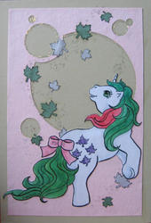 Size: 357x525 | Tagged: safe, artist:haawan, gusty, pony, unicorn, g1, bow, female, solo, tail bow, traditional art