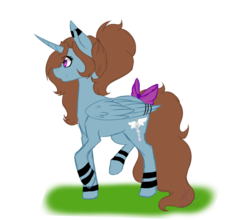 Size: 1024x901 | Tagged: safe, artist:kimyowolf, oc, oc only, oc:ultra sound, alicorn, pony, bow, female, mare, simple background, solo, tail bow, transparent background