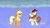 Size: 1920x1080 | Tagged: safe, screencap, applejack, autumn blaze, earth pony, kirin, pony, g4, my little pony: friendship is magic, sounds of silence, a kirin tale, cloud, duo, female, mare, rain, singing, smiling