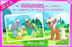 Size: 1040x688 | Tagged: safe, gameloft, coco crusoe, doctor fauna, green jewel, royal riff, silver spanner, earth pony, pony, unicorn, g4, background pony, collection, female, male, mare, raised hoof, stallion