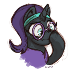 Size: 771x771 | Tagged: safe, artist:bigrigs, oc, oc only, oc:nyx, alicorn, pony, boop, bust, clothes, female, filly, glasses, mare, scrunchy face, self-boop, simple background, solo, transparent background