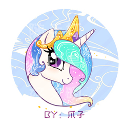 Size: 354x354 | Tagged: safe, artist:yukandasama, princess celestia, pony, g4, bust, female, looking at you, mare, solo, watermark