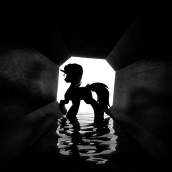 Size: 1920x1920 | Tagged: safe, artist:lightning stripe, artist:saphire systrine, artist:valiant studios, oc, oc only, pony, album cover, sewer, silhouette, solo, water