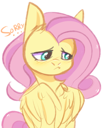 Size: 2428x3000 | Tagged: safe, artist:pesty_skillengton, fluttershy, pegasus, pony, g4, bust, cute, female, high res, looking away, looking down, mare, portrait, sad, sadorable, simple background, solo, sorry, white background, wings