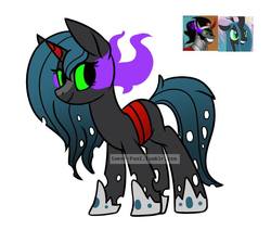 Size: 695x588 | Tagged: safe, king sombra, queen chrysalis, oc, oc only, changepony, hybrid, pony, eye mist, female, interspecies offspring, male, offspring, parent:king sombra, parent:queen chrysalis, parents:chrysombra, ship:chrysombra, shipping, simple background, solo, sombra eyes, straight, white background