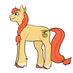 Size: 1000x1000 | Tagged: safe, artist:raventhroat, oc, oc only, oc:ambrosia apple, earth pony, pony, colored hooves, female, hair tie, mare, offspring, parent:big macintosh, parent:fluttershy, parents:fluttermac, simple background, solo, transparent background
