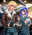 Size: 3700x4050 | Tagged: safe, artist:racoonsan, minuette, oc, oc:kaimanawa, human, g4, clothes, commission, female, humanized, humanized oc, male, military uniform, necktie, plane, smiling, uniform