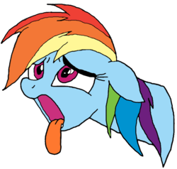 Size: 670x639 | Tagged: safe, artist:icicle-niceicle-1517, color edit, edit, rainbow dash, pegasus, pony, g4, my little pony: the movie, the art of my little pony: the movie, bust, colored, female, floppy ears, mare, open mouth, out of context, portrait, simple background, solo, tongue out, transparent background